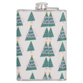 Niedliche Baumdoodles Rosa Grün Flachmann (Rückseite)