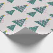 Niedliche Baumdoodles Rosa Grün Geschenkpapier (Ecke)