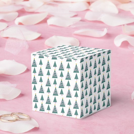 Niedliche Baumdoodles Rosa Grün Geschenkschachtel (Hochzeit)