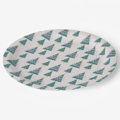 Niedliche Baumdoodles Rosa Grün Pappteller (Schrägansicht)