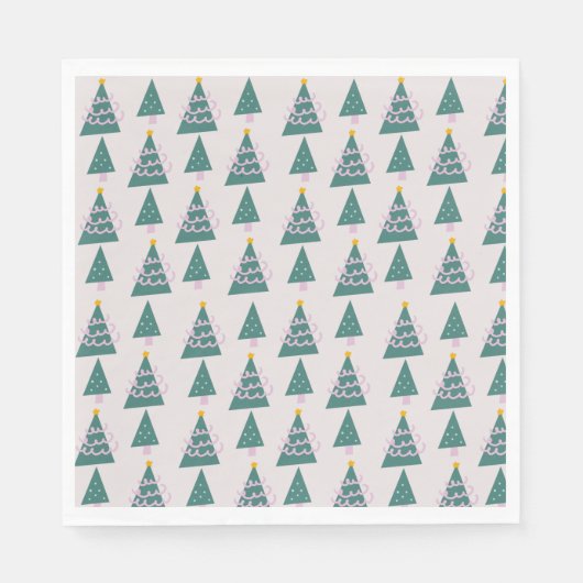 Niedliche Baumdoodles Rosa Grün Serviette (Vorderseite)
