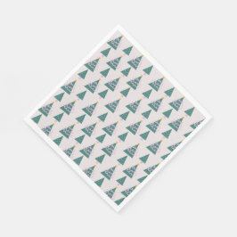 Niedliche Baumdoodles Rosa Grün Serviette