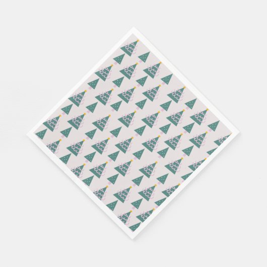 Niedliche Baumdoodles Rosa Grün Serviette (Ecke)