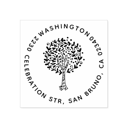 Niedliche Baumfamilie Name Rücksendeadresse Gummistempel (Prägung)