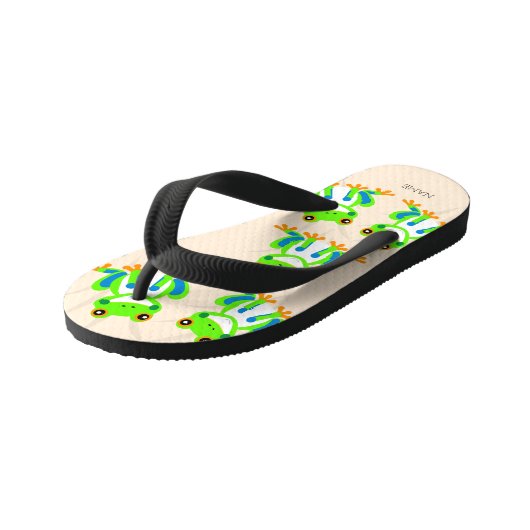 Niedliche Baumfrösche im Gras Kinderbadesandalen (Schrägansicht)