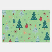 Niedliche Baumkronen Weihnachtsfeiertage Winterkoo Geschenkpapier Set (Vorderseite 3)