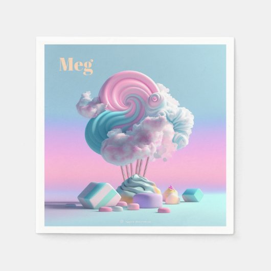 Niedliche Baumwolle Candy Clouds Personalisiert Na Serviette (Vorderseite)