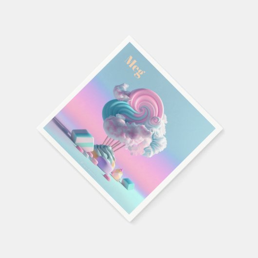 Niedliche Baumwolle Candy Clouds Personalisiert Na Serviette (Ecke)