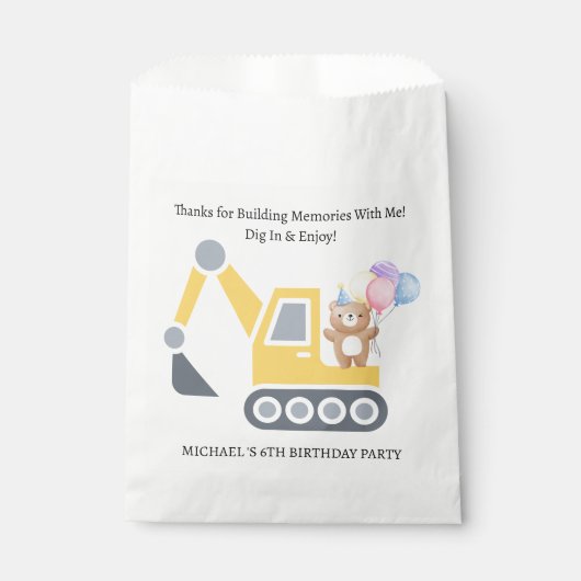 Niedliche Bauthema Geburtstagsparty Geschenktütchen (Vorderseite)