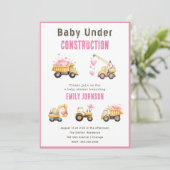 Niedliche Bauwagen Kinderdusche Einladung (Stehend Vorderseite)