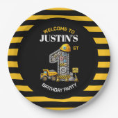 Niedliche Bauweise 1. Geburtstag Party Teller (Vorderseite)