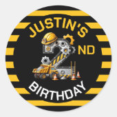 Niedliche Bauweise 2. Geburtstag Runder Aufkleber (Vorderseite)