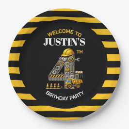 Niedliche Bauweise 4. Geburtstag Party Papier Tell Pappteller