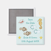 Niedliche Beach-Hochzeit retten das Date-Magnet Magnet (Vorderseite/Rückseite)