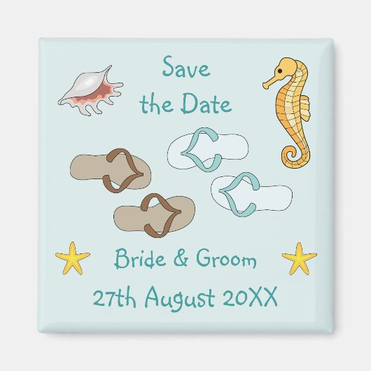 Niedliche Beach-Hochzeit retten das Date-Magnet Magnet (Vorne)