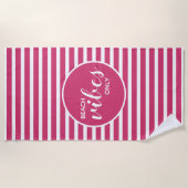 Niedliche Beach Vibes nur rosa, weiß gestrichen Mo Strandtuch (Vorderseite)