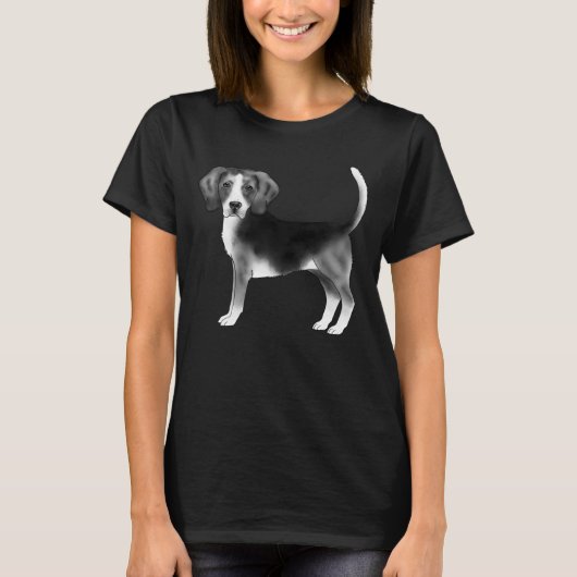 Niedliche Beagle-Hunde-Illustration in Schwarzweiß T-Shirt (Vorderseite)