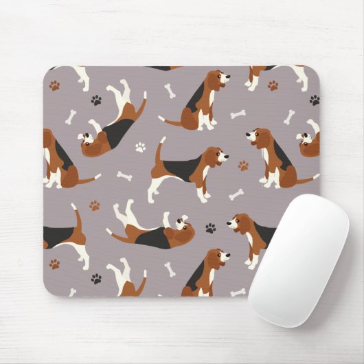 Niedliche Beagle Paws and Bones Grau Mousepad (Mit Mouse)