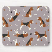 Niedliche Beagle Paws and Bones Grau Mousepad (Vorne)