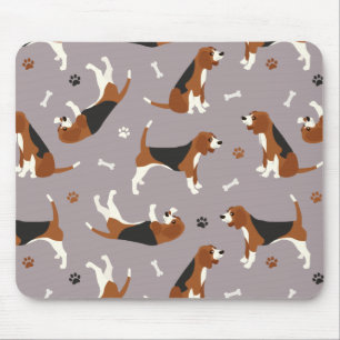 Niedliche Beagle Paws and Bones Grau Mousepad