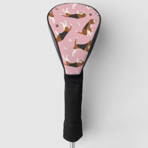 Niedliche Beagle Paws and Bones Pink Golf Head Cov Headcover