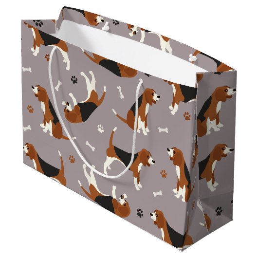 Niedliche Beagles Große Geschenktüte (Rückseite Schrägansicht)