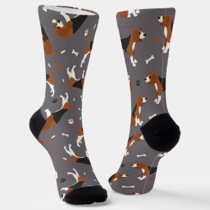 Niedliche Beagles Paws and Bones Grau Socken