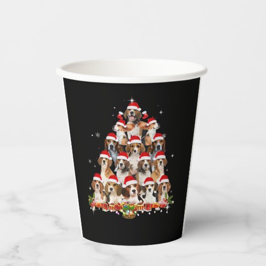 Niedliche Beagles Weihnachtsbaum Dog Santa Xmas T- Pappbecher (Vorderseite)