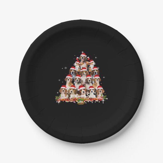 Niedliche Beagles Weihnachtsbaum Dog Santa Xmas T- Pappteller (Vorderseite)
