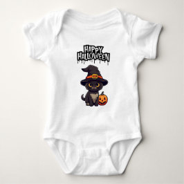 Niedliche Beängstigende Schwarze Katze mit Pumpkin Baby Strampler