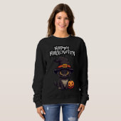 Niedliche Beängstigende Schwarze Katze mit Pumpkin Sweatshirt (Vorne ganz)