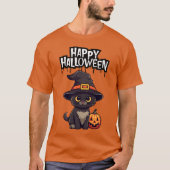 Niedliche Beängstigende Schwarze Katze mit Pumpkin T-Shirt (Vorderseite)