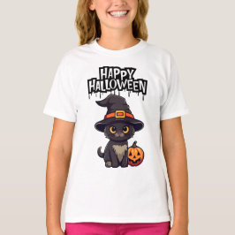 Niedliche Beängstigende Schwarze Katze mit Pumpkin T-Shirt