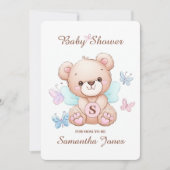 Niedliche Bear Baby Dusche Einladung mit QR Code (Vorderseite)