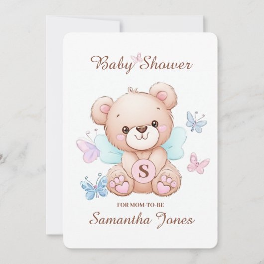 Niedliche Bear Baby Dusche Einladung mit QR Code (Vorderseite)