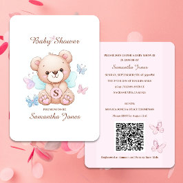 Niedliche Bear Baby Dusche Einladung mit QR Code