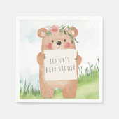 Niedliche Bear Baby Dusche rustikale Waldfläche Serviette (Vorderseite)