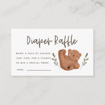 Niedliche Bear Baby Dusche Windeln Raffle Ticket