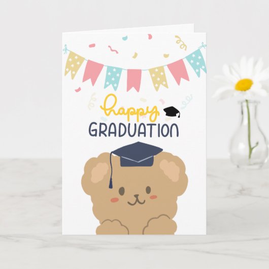 Niedliche Bear Happy Abschluss Card Karte (Kleine Pflanze)