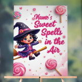 Niedliche bearbeitbare Bezeichnung Hexe auf Broom  Acrylschild (Neutral)