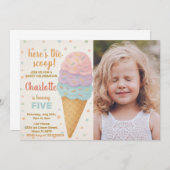 Niedliche bearbeitbare Eiscreme zum Geburtstag Ein Einladung (Vorne/Hinten)