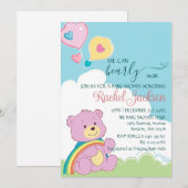 Niedliche Bearly Wait Baby Dusche Cloudy Heart Bal Einladung (Vorne/Hinten)