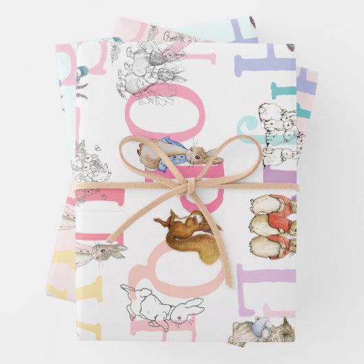 Niedliche Beatrix Potter Alphabet Geschenkpapier Set (Beispiel)