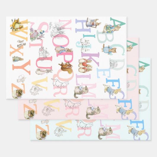 Niedliche Beatrix Potter Alphabet Geschenkpapier Set (Set)