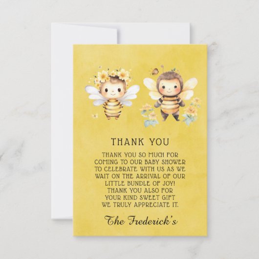 Niedliche Bee Baby Dusche Danke Karten (Vorderseite)