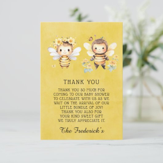 Niedliche Bee Baby Dusche Danke Karten (Stehend Vorderseite)