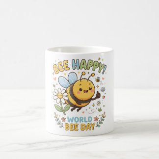 Niedliche "Bee Happy!"-Illustration für den Weltbi Kaffeetasse
