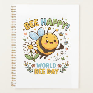 Niedliche "Bee Happy!"-Illustration für den Weltbi Planer