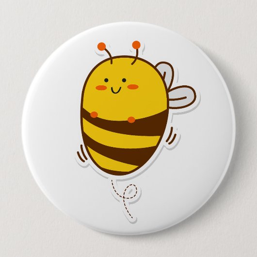 Niedliche Bee Kawaii Zeichnend Button (Vorderseite)