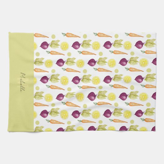Niedliche Beets Lemon and Carroons Wasserfarbmuste Geschirrtuch (Horizontal)